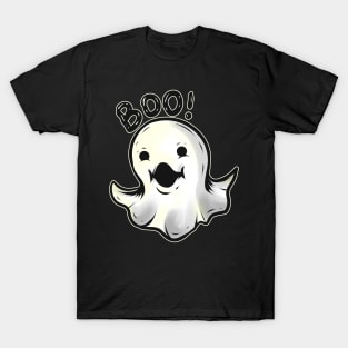 Cute Kawaii But Scary Ghost Boo On Halloween T-Shirt